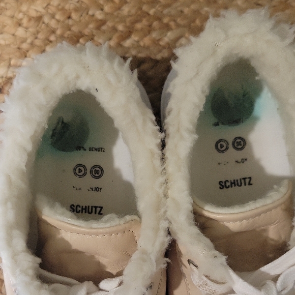 SCHUTZ Beige Lace-Up Sneakers with White Trim - Picture 8 of 11